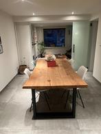 Houten eettafel met zwarte poten + set stoelen, Huis en Inrichting, Ophalen, 50 tot 100 cm, 150 tot 200 cm, Eikenhout