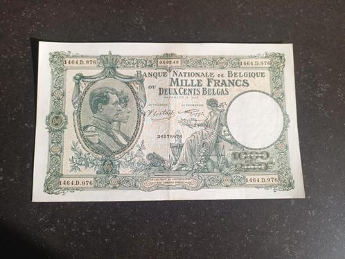 Prachtige 1000 frank 1943 Sontag-Goffin, Postzegels en Munten, Bankbiljetten | België, Los biljet, Ophalen of Verzenden