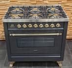 🔥 Poêle Boretti de luxe 90 cm anthracite + laiton 6 brûleur, Comme neuf, 5 zones de cuisson ou plus, Classe énergétique A ou plus économe