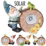 Tuinkabouter met boomstam en solarlamp 13 cm, Pierre, Enlèvement ou Envoi, Nain de jardin, Neuf