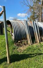 Gegalvaniseerde, onverslijtbare palen met afdekplaatje 13 st, Tuin en Terras, Palen, Balken en Planken, Ophalen, Gebruikt, Palen