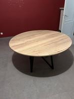 Ronde, houten tafel met stalen onderstel, Antiek en Kunst, Ophalen
