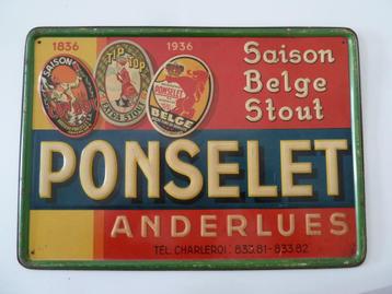 reclamebord geen emaille bord retro vintage bier PONSELET beschikbaar voor biedingen