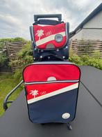 Trolley koffer met bijhorende toilettas, knappe staat, Ophalen, Zo goed als nieuw, Blauw, Uitschuifbare handgreep