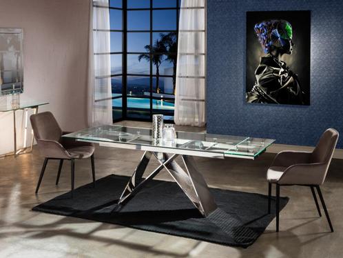Eettafel Mika design RVS uitschuifbare eetkamertafel 160-220, Huis en Inrichting, Tafels | Eettafels, Nieuw, 50 tot 100 cm, Vijf personen of meer