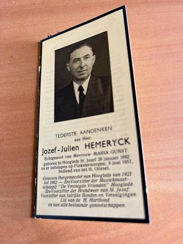 J.Hemeryck  St.Jozef Hooglede 1892 + 1957 ere burgemeester