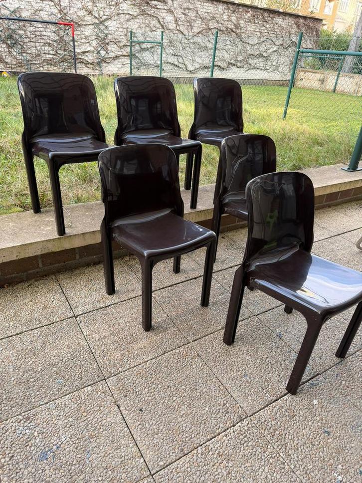 6 chaises vintage modele Selene de vico magistretti, Maison & Meubles, Chaises, Utilisé, Cinq, Six Chaises ou plus, Autres matériaux
