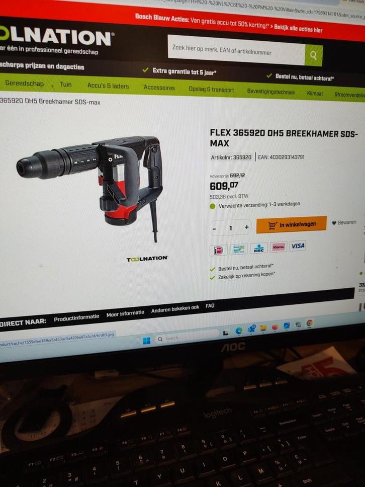 flex breekhamer SDS max, Doe-het-zelf en Bouw, Gereedschap | Boormachines, Nieuw, Ophalen of Verzenden