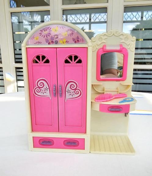 Kleerkast en toilettafel voor Barbie, Kinderen en Baby's, Speelgoed | Poppenhuizen, Gebruikt, Poppenhuis, Ophalen of Verzenden