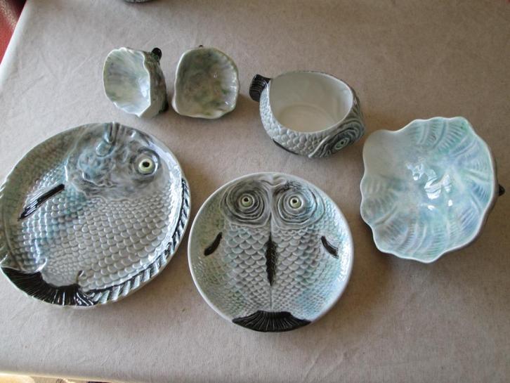 Antique; set van 6 stuks Portuguese Majolica  1 soup bowl, 1, Antiek en Kunst, Curiosa en Brocante, Ophalen of Verzenden