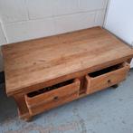 Houten salontafel met 2 grote lades, Ophalen, Gebruikt, 100 tot 150 cm, 50 tot 75 cm