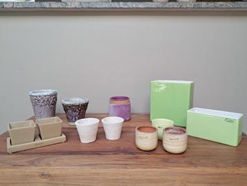 Lot van 14 bloempotten (zie foto's), Enlèvement ou Envoi, Utilisé, Poterie, Intérieur
