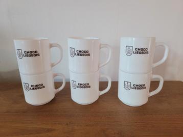 Lot de 6 tasses vintage Choco Liegeois, Enlèvement ou Envoi
