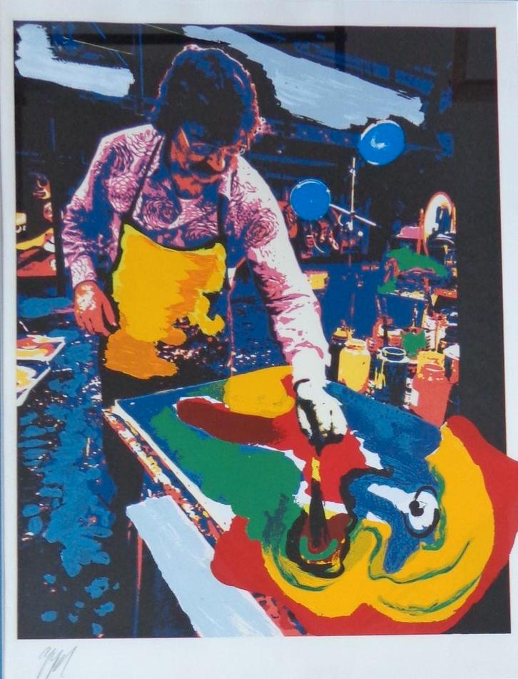 KAREL APPEL / SUNDAY / KLEURZEEFDRUK / 101x81cm / KADER SIG, Antiquités & Art, Art | Lithographies & Sérigraphies, Enlèvement