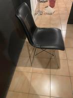 Lederen stoelen met aluminium poten, Huis en Inrichting, Stoelen, Ophalen, Gebruikt, Zwart, Leer