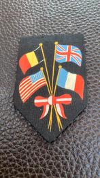 Mooi badge in stof handgeschilderde vlaggen geallieerden, Ophalen of Verzenden
