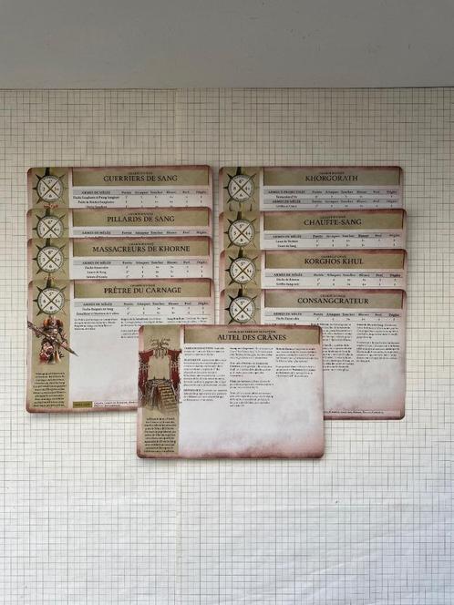 Chartes d’unité Lames de Khorne-français-Age of Sigmar V1, Hobby en Vrije tijd, Wargaming, Zo goed als nieuw, Warhammer, Accessoires