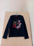 Zwarte longsleeve maat 134/140 met print, als nieuw, Kinderen en Baby's, Kinderkleding | Maat 134, Ophalen of Verzenden, Zo goed als nieuw
