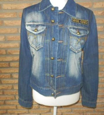 (33)- veste jeans femme t.40 bleue - miss chic - disponible aux enchères