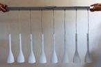 Moderne luster met 8 hanglampen, Ophalen, Gebruikt, Glas, 75 cm of meer