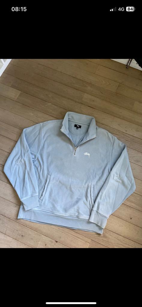 pull / sweat / half zip stussy bleu clair brodé M, Kleding | Heren, Truien en Vesten, Gedragen, Maat 48/50 (M), Blauw, Ophalen of Verzenden