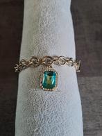 Bracelet en métal argenté avec pierre turquoise et strass, Bijoux, Sacs & Beauté, Bracelets, Autres matériaux, Avec bracelets à breloques ou perles