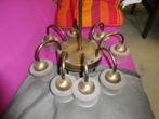 antieke kroonluchter met acht lampen-armen, Ophalen, Gebruikt, Glas, Antiek