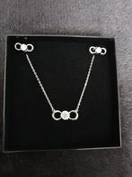 Nieuwe zilveren halsketting met oorbellen van Nona, Met kristal, Nieuw, Ophalen of Verzenden, Zilver