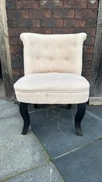 2 decoratieve zetels beige bekleding met zwarte pootjes, Ophalen, Zo goed als nieuw