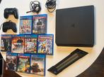 PS4 Slim 1TB - 2 manettes - 9 jeux, Enlèvement, Comme neuf, Slim