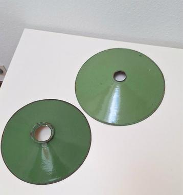 2 vintage groene lampenkappen, Ophalen of Verzenden, Gebruikt, Groen, Retro vintage