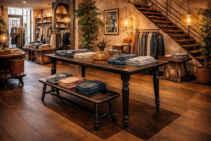 Set van 2 massief houten tafels + 2 banken – zwart gelakt, Huis en Inrichting, Tafels | Eettafels, Gebruikt, 50 tot 100 cm, 100 tot 150 cm