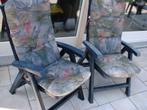 2 tuinzetels- stoelen met kussens, Ophalen, Gebruikt, Kunststof, Verstelbaar