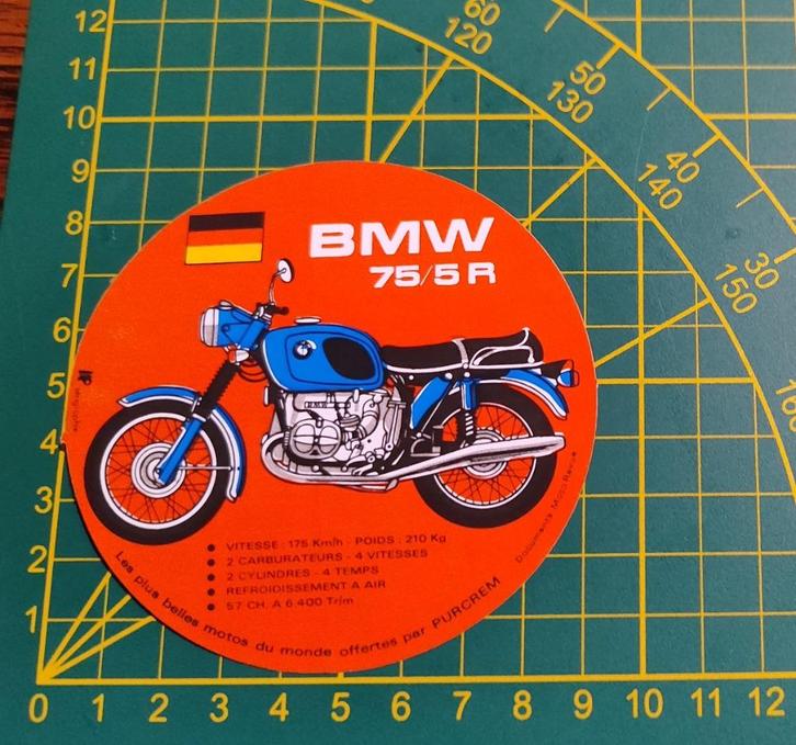 Sticker moto BMW 75 / 5R PURCREM, Verzamelen, Stickers, Ophalen of Verzenden