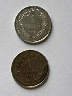 2 x 1 frank zilver 835/1000 ( 1913 en 1914), Postzegels en Munten, Ophalen of Verzenden, Zilver, Losse munt, Zilver