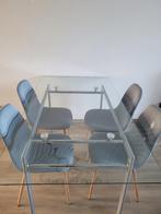 Glazen eettafel 160x90, Huis en Inrichting, Tafels | Eettafels, Ophalen, Gebruikt, 50 tot 100 cm, Vijf personen of meer