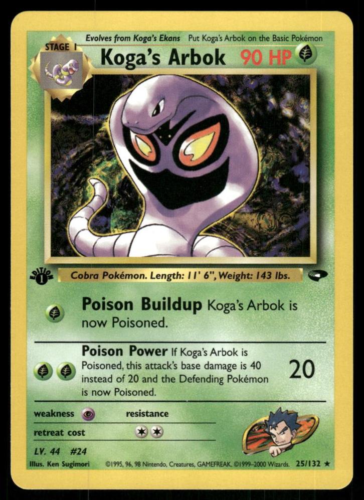 Koga's Arbok 25/132 - Gym Challenge (1st edition), Hobby en Vrije tijd, Verzamelkaartspellen | Pokémon, Gebruikt, Verzenden