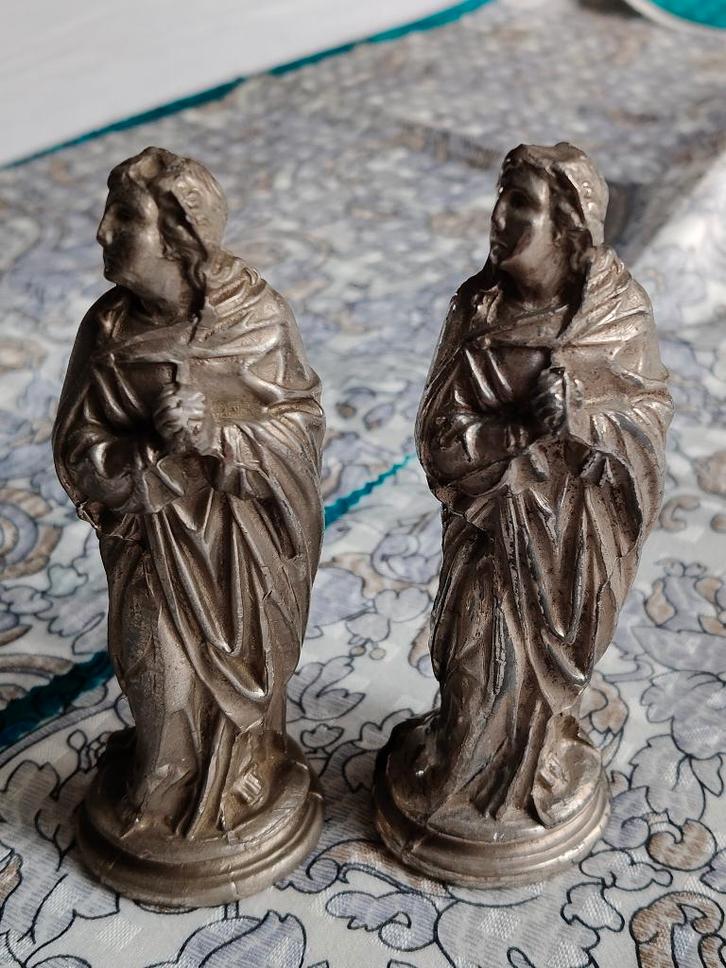 Antiek verzilverd Frans beeld van Onze-Lieve, Antiek en Kunst, Antiek | Brons en Koper, Ophalen