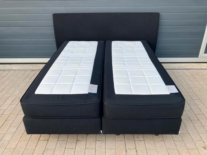 Zwart Auping Boxspring 160x200 incl matrassen in Topstaat!, Huis en Inrichting, Slaapkamer | Boxsprings, Zwart, Ophalen of Verzenden