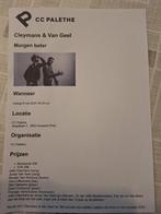 Optreden  Cleymans&Van Geel, Tickets en Kaartjes, Concerten | Nederlandstalig