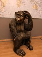 Bronzen chimpansee beeld, Tuin en Terras, Ophalen, Zo goed als nieuw, Kunststof, Dierenbeeld