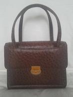 Superbe sac à main en cuir d'autruche, Envoi, Comme neuf, Brun, Sac à main