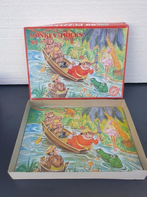 puzzel Monkey tricks - gekke apen (boot jungle)  99st, Kinderen en Baby's, Speelgoed | Kinderpuzzels, Gebruikt, Meer dan 50 stukjes