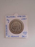 Zweden 2 kronor 1921 AG UNC zeldzamer, Ophalen of Verzenden