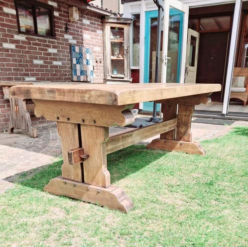 Eiken Kloostertafel eettafel 198x81x76, Huis en Inrichting, Tafels | Eettafels, Zo goed als nieuw, 50 tot 100 cm, 150 tot 200 cm