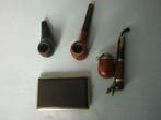 3 Antieke Pijpen + Sigarendoosje, Verzamelen, Ophalen of Verzenden, Gebruikt, (Water)pijp