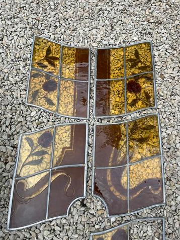 GLAS IN LOOD 4 STUKS EN RESERVE ROOS RAAM DECO beschikbaar voor biedingen