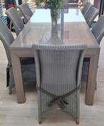 Eettafel met (gratis)  rieten stoelen, Ophalen, Gebruikt