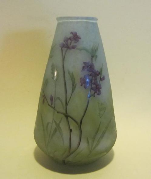 Vase camée en verre Daum Nancy aux violettes, vers 1910-1920, Antiquités & Art, Antiquités | Verre & Cristal, Envoi