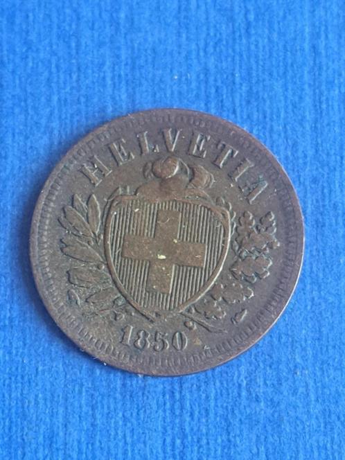 1850 A Zwitserland 2 rappen in brons Parijs, Postzegels en Munten, Munten | Europa | Niet-Euromunten, Losse munt, Overige landen